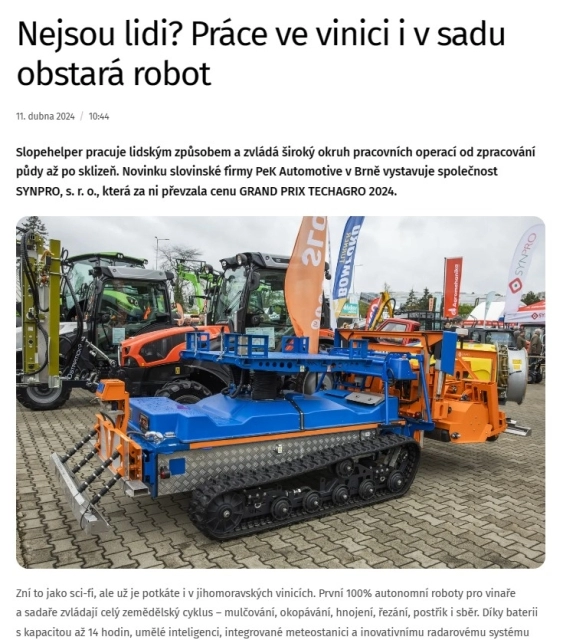 Obrázek - Nejsou lidi? Práce ve vinici i v sadu obstará robot