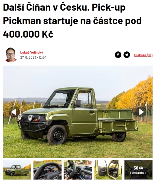 Obrázek - Další Číňan v Česku. Pick-up Pickman startuje na částce pod 400.000 Kč